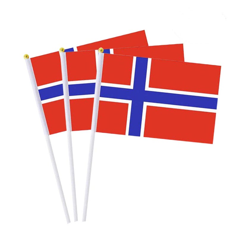 mflagperft Norway Flag Norwegian Flag, Small Mini Handheld Norway Flags on Stick, Ideal for Party Parades Sports Events Patriotic Festival Decorations - Image 1